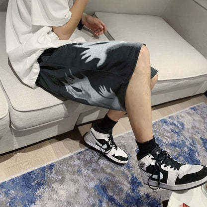 PR Men's Casual Oversize Shorts 2024 Fashion Printed Hip Hop Shorts Korean Streetwear Male Shorts