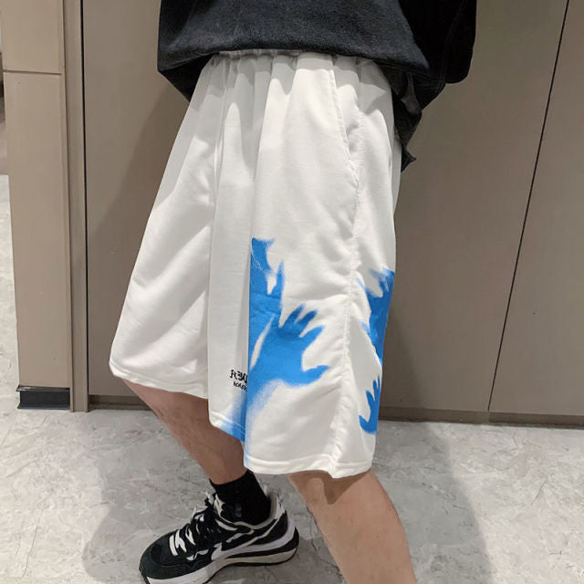 PR Men's Casual Oversize Shorts 2024 Fashion Printed Hip Hop Shorts Korean Streetwear Male Shorts