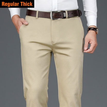 2024   Autumn New Men's Bamboo Fiber Casual Pants Classic Style Business Fashion Khaki Stretch Cotton Trousers Male Brand Clothes