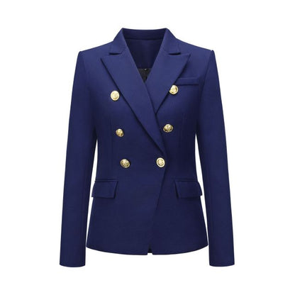 Sixsr Winter Women Blazer Double Breasted Blazer Coat Fashion Slim long Sleeve Elegant Suit Jacket Office Women Blazer