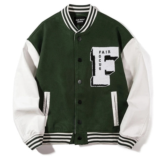 Hip Hop Baseball Jacket Men Women 3D Letter F Japanese Streetwear Harajuku College Patchwork Block Bomber Women Varsity Jacket