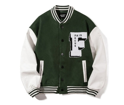 Hip Hop Baseball Jacket Men Women 3D Letter F Japanese Streetwear Harajuku College Patchwork Block Bomber Women Varsity Jacket