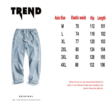 Fashion Print Blue Jeans Pants for Mens Japanese Harajuku Streetwear Teens Plus Size Denim Clothes Boyfriend Baggy Jean Trousers