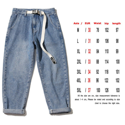 Fashion Print Blue Jeans Pants for Mens Japanese Harajuku Streetwear Teens Plus Size Denim Clothes Boyfriend Baggy Jean Trousers