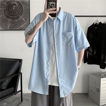 Men's Solid Color Shirts 2024 Summer Fashion Woman Short Sleeve Shirt Casual Oversize Tops Male Clothing