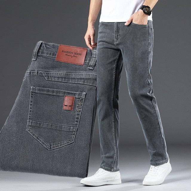 ICPANS Autumn Summer Denim Jeans Men Straight Stretch Regular Jeans for Man Black Classic Vintage Mens Pant Big Size 29-38 40