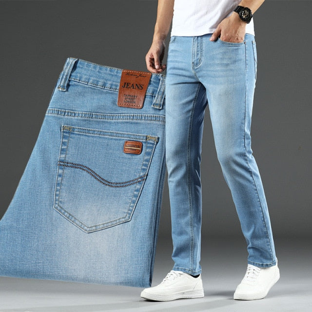ICPANS Autumn Summer Denim Jeans Men Straight Stretch Regular Jeans for Man Black Classic Vintage Mens Pant Big Size 29-38 40