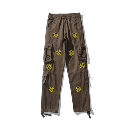 Grimace Drilling Multi-pocke Overalls for Men and Women Straight High Street Oversize Cargo Pants Harajuku Loose Casual Trousers