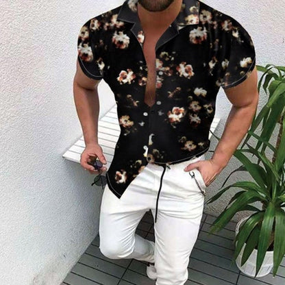 Men's Short-Sleeve Clothing Printe Shirt 2024 Summer Fashion Floral Print Men's brand Casual Cardigan Shirt Lapel Short Slee