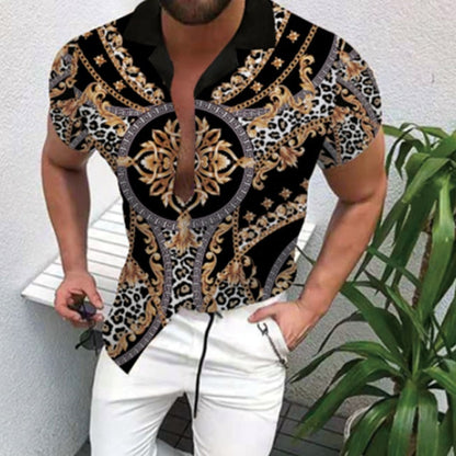 Men's Short-Sleeve Clothing Printe Shirt 2024 Summer Fashion Floral Print Men's brand Casual Cardigan Shirt Lapel Short Slee