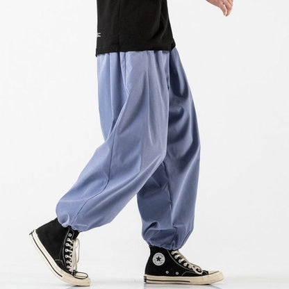 New Design Drawstring Harem Pants Men Baggy Jogging Pants Japanese Style Male Crotch Wide Leg Pants Casual Loose Trousers