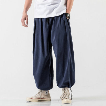 New Design Drawstring Harem Pants Men Baggy Jogging Pants Japanese Style Male Crotch Wide Leg Pants Casual Loose Trousers