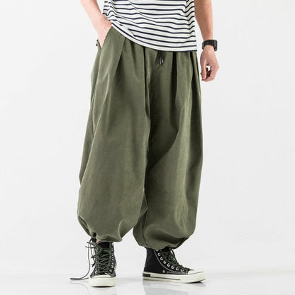 New Design Drawstring Harem Pants Men Baggy Jogging Pants Japanese Style Male Crotch Wide Leg Pants Casual Loose Trousers