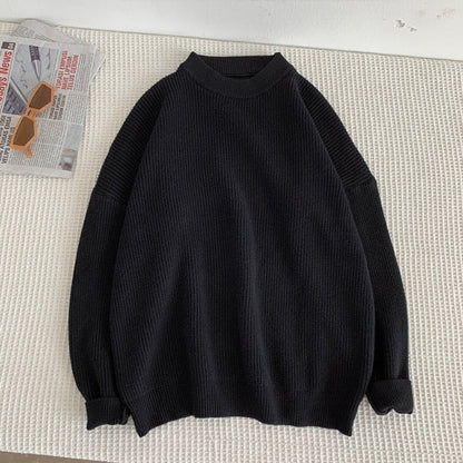 Mens Solid Harajuku Warm Knitted Sweaters Pullover 2024 Men Vintage 15 Colors Winter Sweater Male Japanese Wool Sweater