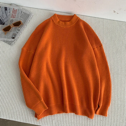 Mens Solid Harajuku Warm Knitted Sweaters Pullover 2024 Men Vintage 15 Colors Winter Sweater Male Japanese Wool Sweater