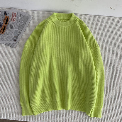 Mens Solid Harajuku Warm Knitted Sweaters Pullover 2024 Men Vintage 15 Colors Winter Sweater Male Japanese Wool Sweater