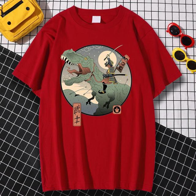 Jurassic Samurai Japan Comics Prints Man T Shirt Pattern Sweat Clothes Pattern Summer New Tops Simplicity O-Neck Mens Tshirts