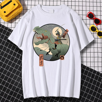 Jurassic Samurai Japan Comics Prints Man T Shirt Pattern Sweat Clothes Pattern Summer New Tops Simplicity O-Neck Mens Tshirts