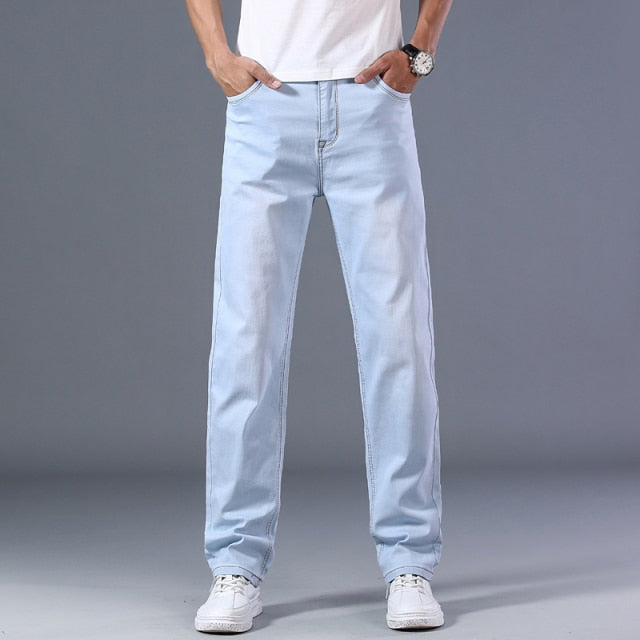 Sixsr 7 Colors Men's Lightweight Straight Loose Jeans Spring/Summer Brand High Quality Stretch Comfortable Thin Casual Jeans