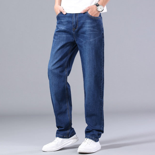 Sixsr 7 Colors Men's Lightweight Straight Loose Jeans Spring/Summer Brand High Quality Stretch Comfortable Thin Casual Jeans