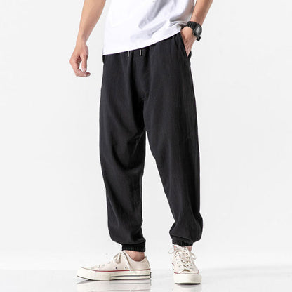 MrGB Cotton Linen Man's Joggers 2024 Men Solid Color Casual Harem Pants Baggy Male Solid Color Pants Men Clothing