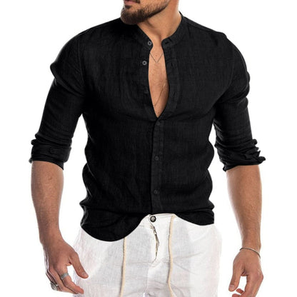 Men's Summer Cool Breathable Cotton Linen Shirts Casual Long Sleeve Shirt For Man