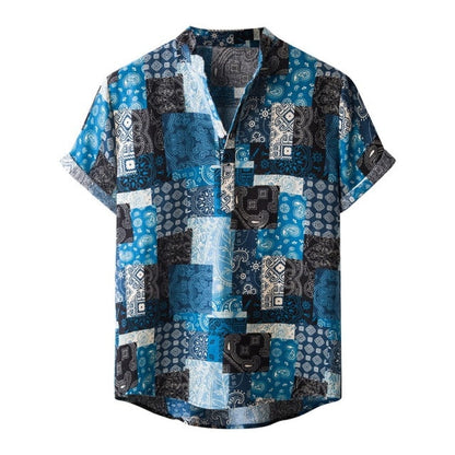 Fashion Hot Sale Men Hawaiian Flower-print Short Sleeve Streetwear Pattern Floral Shirt Casual Hawaiian Holiday Camisa Top