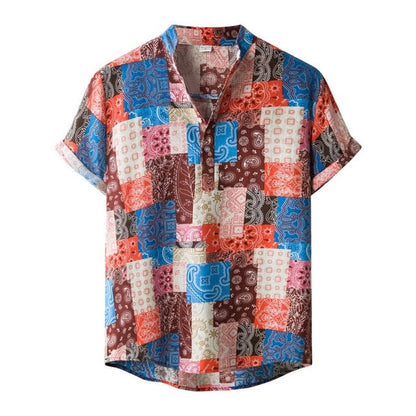 Fashion Hot Sale Men Hawaiian Flower-print Short Sleeve Streetwear Pattern Floral Shirt Casual Hawaiian Holiday Camisa Top