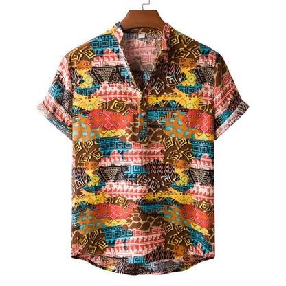 Fashion Hot Sale Men Hawaiian Flower-print Short Sleeve Streetwear Pattern Floral Shirt Casual Hawaiian Holiday Camisa Top