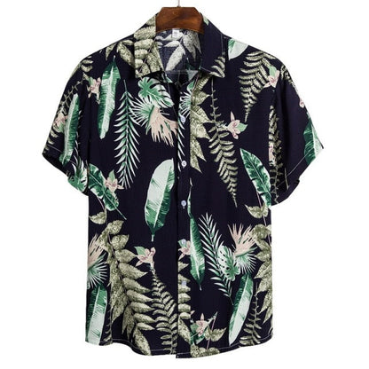 Fashion Hot Sale Men Hawaiian Flower-print Short Sleeve Streetwear Pattern Floral Shirt Casual Hawaiian Holiday Camisa Top