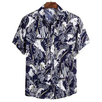 Fashion Hot Sale Men Hawaiian Flower-print Short Sleeve Streetwear Pattern Floral Shirt Casual Hawaiian Holiday Camisa Top