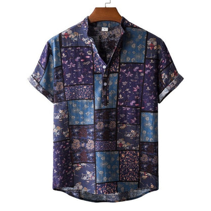 Fashion Hot Sale Men Hawaiian Flower-print Short Sleeve Streetwear Pattern Floral Shirt Casual Hawaiian Holiday Camisa Top