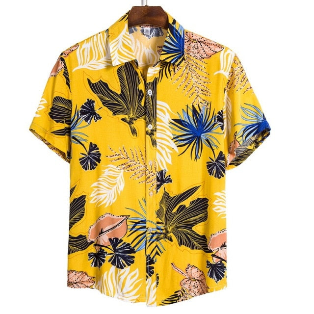 Fashion Hot Sale Men Hawaiian Flower-print Short Sleeve Streetwear Pattern Floral Shirt Casual Hawaiian Holiday Camisa Top