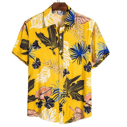 Fashion Hot Sale Men Hawaiian Flower-print Short Sleeve Streetwear Pattern Floral Shirt Casual Hawaiian Holiday Camisa Top