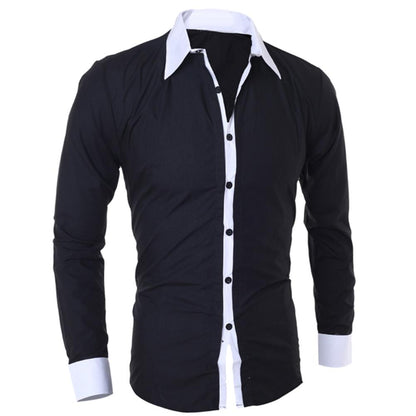 Business Mens Turn Down Collar Long Sleeve Color Cotton Prom Quality Casual Solid Shirt Male Social Button Down Shirts