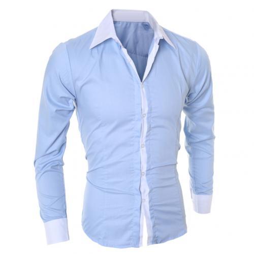 Business Mens Turn Down Collar Long Sleeve Color Cotton Prom Quality Casual Solid Shirt Male Social Button Down Shirts