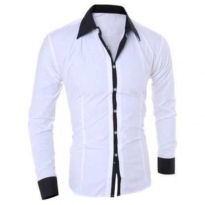 Business Mens Turn Down Collar Long Sleeve Color Cotton Prom Quality Casual Solid Shirt Male Social Button Down Shirts