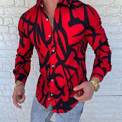 New Luxury Gold Blue Shirt Men Slim Fit Long Sleeve Red Chemise Homme Social Men Club Prom Shirt M-3XL