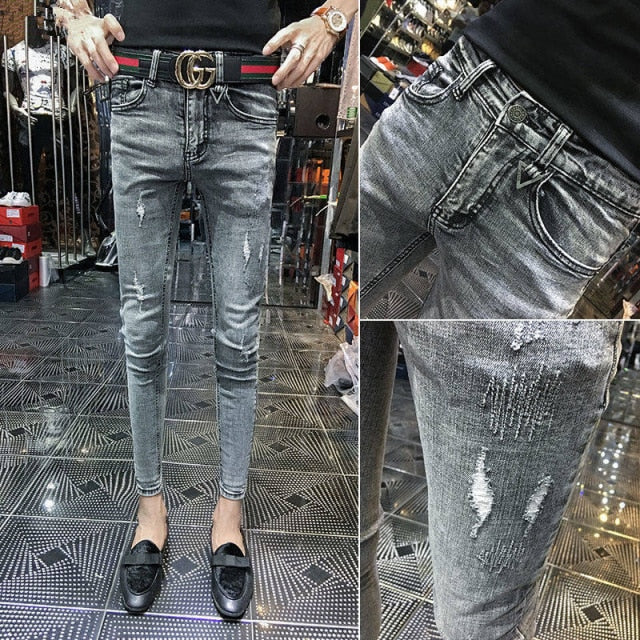 Bridgewater Skinny Jeans Men's Spring New Brand Ankle-Length Pants Tight Pants Casual Men's All-Match Fashion Oversize