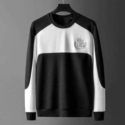 Personalized casual suit men's 2024 autumn new stitching contrast sweater set of clothes