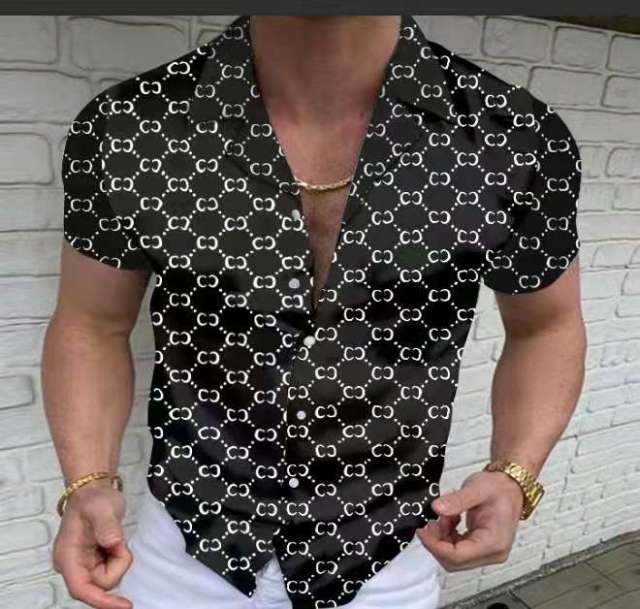 Fashion Nation Style Summer Man's Shirt 3D Printing Stand Collar Single-Breasted Short Sleeve Loose Hawaiian Henley Casual Shirt