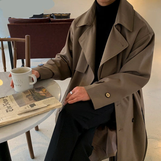 IEFB men's clothing Korean trend windbreaker mid long loose clothes handsome male's Autumn casual trench coat with belt new 4312