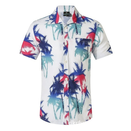 Hawaiian Shirts Surf Short Sleeve Beach Shirt Men Summer Fashion Palm Tree banana Print Tropical camisa masculina Party Holiday