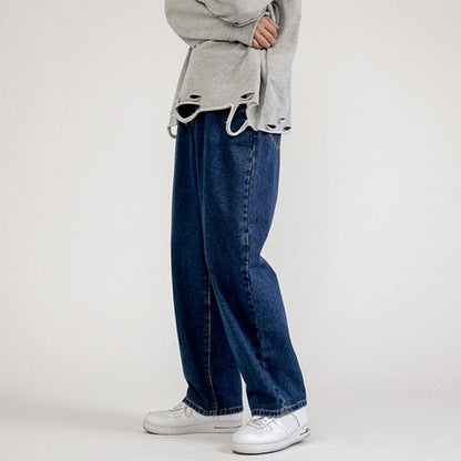 Men's Jeans Fashion Loose Straight New Casual Wide Leg Denim Pants Men Streetwear Solid Korean Hip Hop Trousers Autumn Jeans
