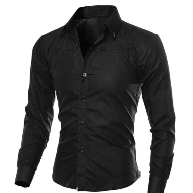 Casual Men's Dress Shirt Long Sleeve Luxury Button Up Silk Cotton Shirt Slim Fit Hand Sewing Fashion No Ironing Western Design