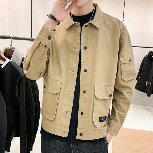 Men's Bomber Jacket Casual Clothes Korean Fashion Safari Style Jacket Multi-pocket 2024 New Men's Autumn Clothes Oversized Coat