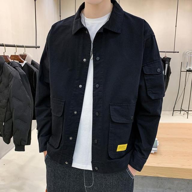 Men's Bomber Jacket Casual Clothes Korean Fashion Safari Style Jacket Multi-pocket 2024 New Men's Autumn Clothes Oversized Coat