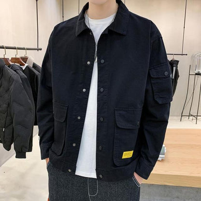 Men's Bomber Jacket Casual Clothes Korean Fashion Safari Style Jacket Multi-pocket 2024 New Men's Autumn Clothes Oversized Coat