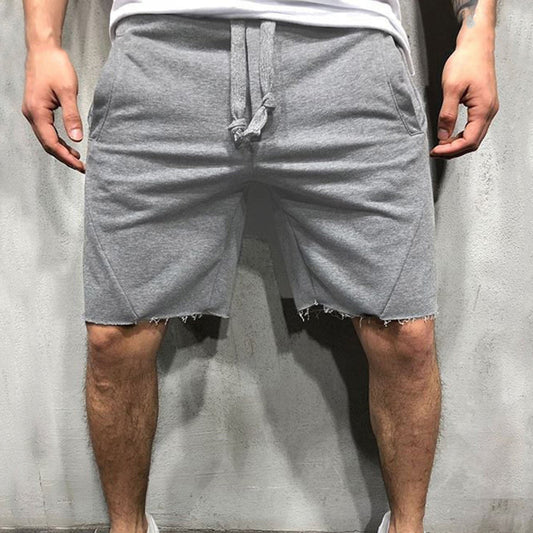 Men Summer Shorts Sports pants Men Plus Size Solid Color Drawstring Shorts Fitness Fifth Pants шорты мужские bermuda masculina