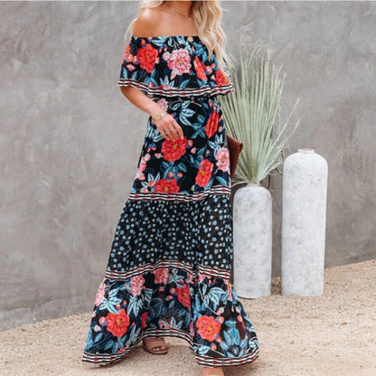 Sixsr Summer Women's Dress White Floral Dress Off The Shoulder Long Dress Female Streetwear Casual Elegant Party Dresses Ladies